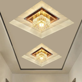 LuxeGlow - Modern square ceiling light with sparkling crystal accents