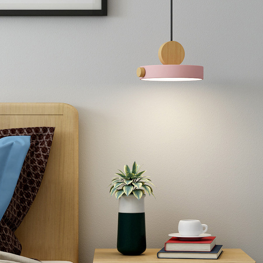 GlowWood - Colorful Round Wood LED Pendant Light for Stylish and Bright Space