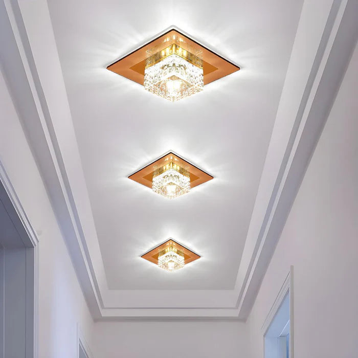 LuxeGlow - Modern square ceiling light with sparkling crystal accents