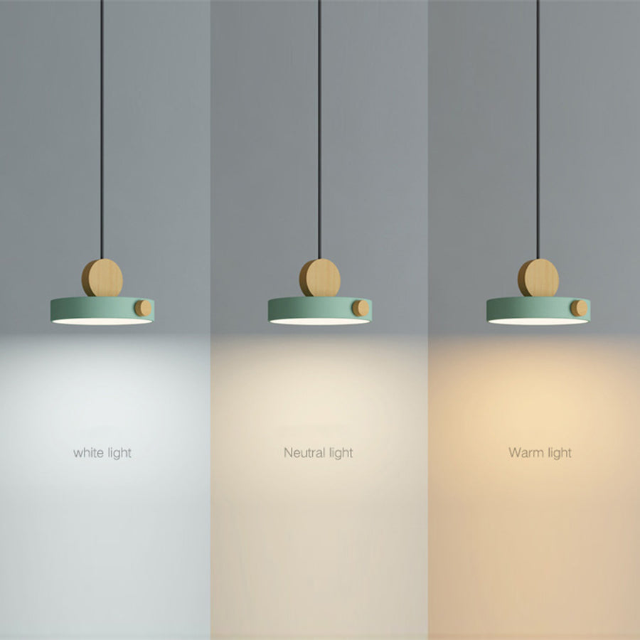 GlowWood - Colorful Round Wood LED Pendant Light for Stylish and Bright Space