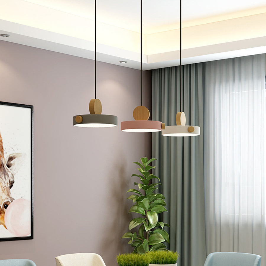 GlowWood - Colorful Round Wood LED Pendant Light for Stylish and Bright Space