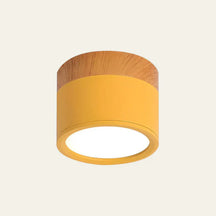 LumiTone – Modern Cylindrical Ceiling Light with Wooden Accent & LED Glow