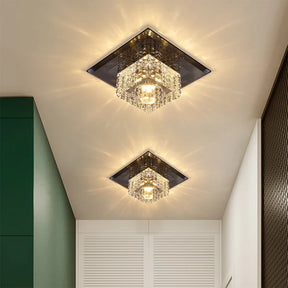 LuxeGlow - Modern square ceiling light with sparkling crystal accents