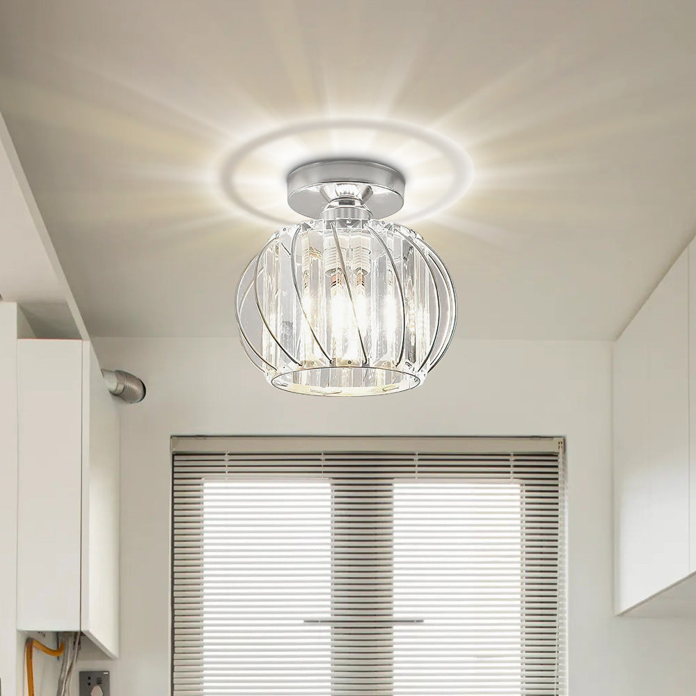 CrystalGlow - Elegant Crystal Flush Mount Ceiling Light with Modern Luxury Illumination