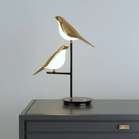 MisterBird - Elegant Post-Modern LED Desk Lamp with Galvanized Golden Bird Design