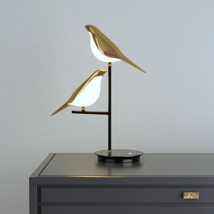 MisterBird - Elegant Post-Modern LED Desk Lamp with Galvanized Golden Bird Design