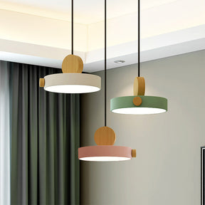 GlowWood - Colorful Round Wood LED Pendant Light for Stylish and Bright Space