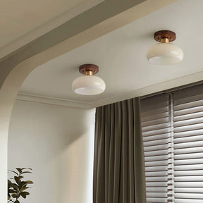 AuraLuxe - Artistic Round Glass Ceiling Light for Hallway Elegance