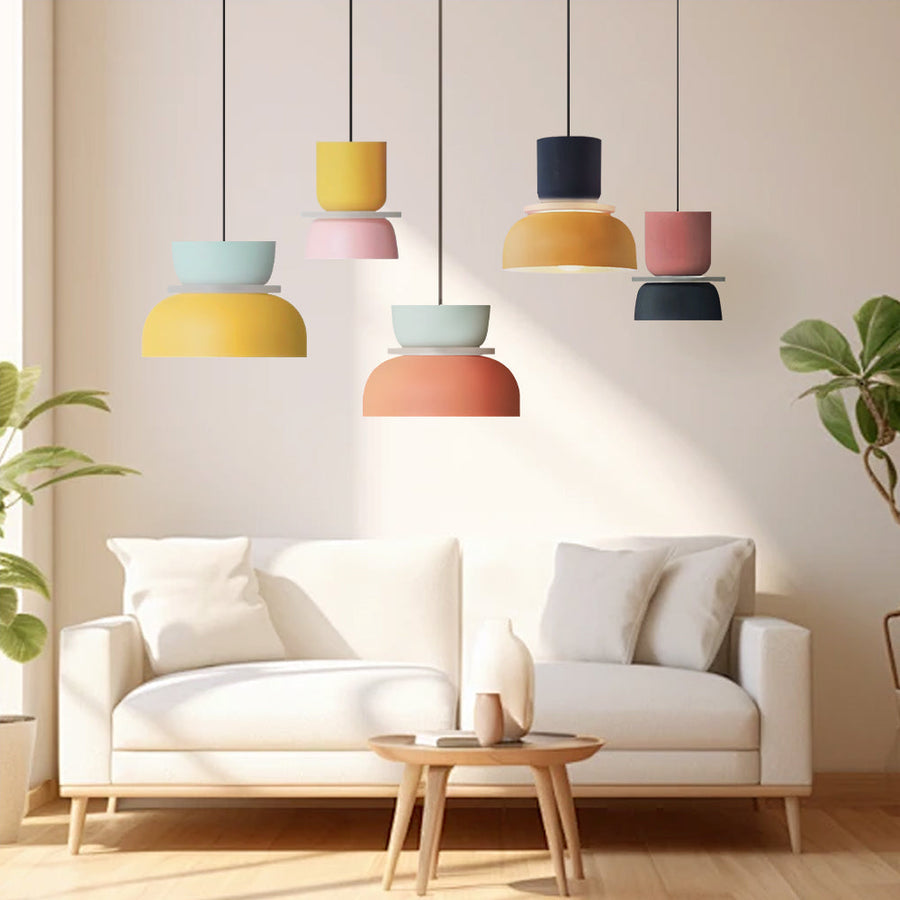 LuxeLume - Modern Color Block Pendant Light with Layered Design