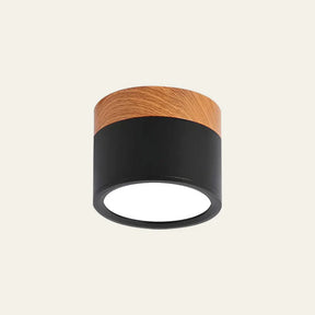 LumiTone – Modern Cylindrical Ceiling Light with Wooden Accent & LED Glow