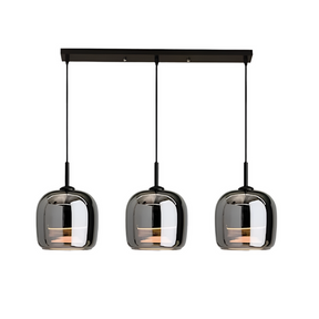 LuxeGlow - Black Glass Pendant Light with Modern LED Chandelier Design