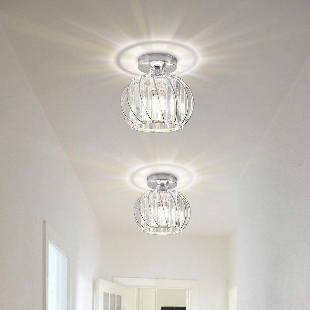 CrystalGlow - Elegant Crystal Flush Mount Ceiling Light with Modern Luxury Illumination