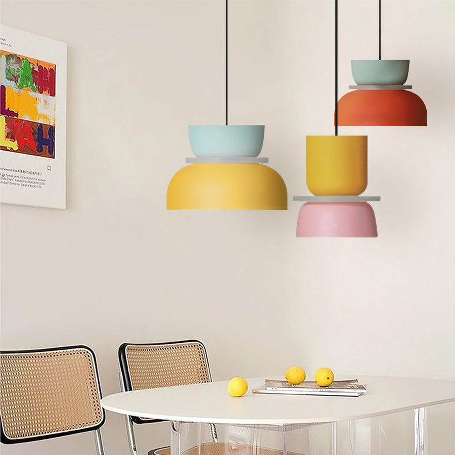 LuxeLume - Modern Color Block Pendant Light with Layered Design