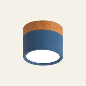 LumiTone – Modern Cylindrical Ceiling Light with Wooden Accent & LED Glow