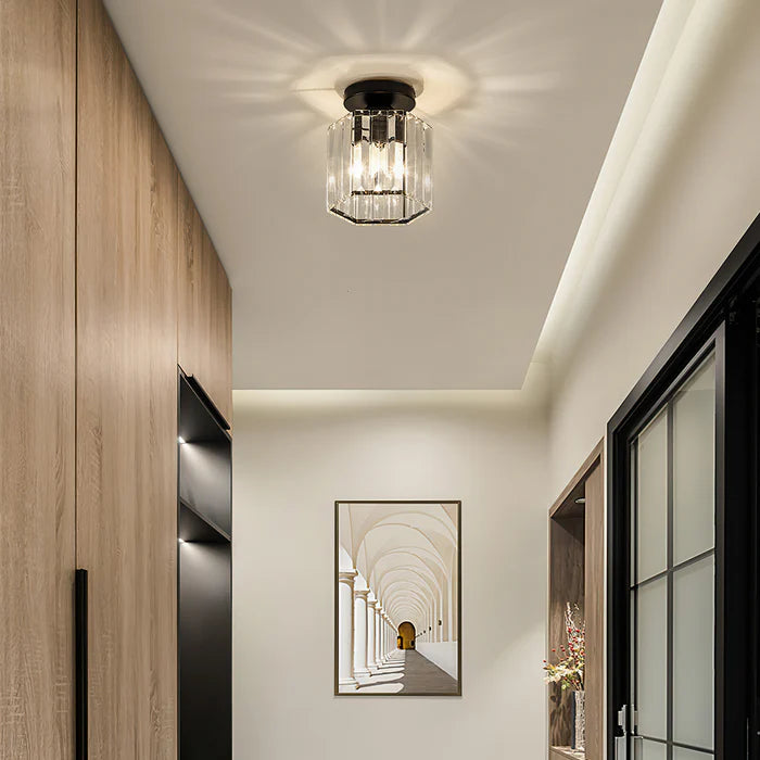 NovaGlow - Modern semi-flush ceiling light with sparkling crystal accents