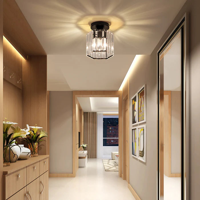 NovaGlow - Modern semi-flush ceiling light with sparkling crystal accents