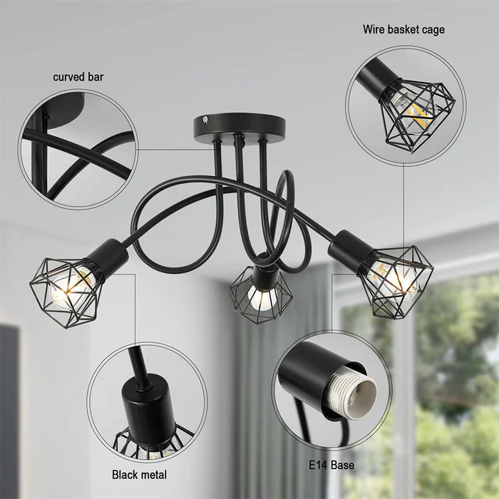 WireGlow - Contemporary Ceiling Lamp with Unique Twisted Frame