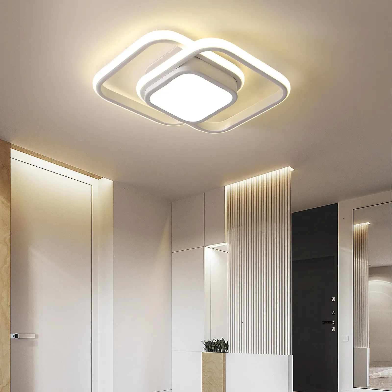 LunaGlow - Minimalist Double Ring LED Ceiling Lamp for Modern Interiors