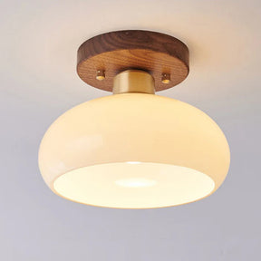 AuraLuxe - Artistic Round Glass Ceiling Light for Hallway Elegance