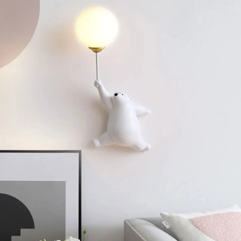 BearGlow – Playful Bear Wall Lamp with Charming Globe Light