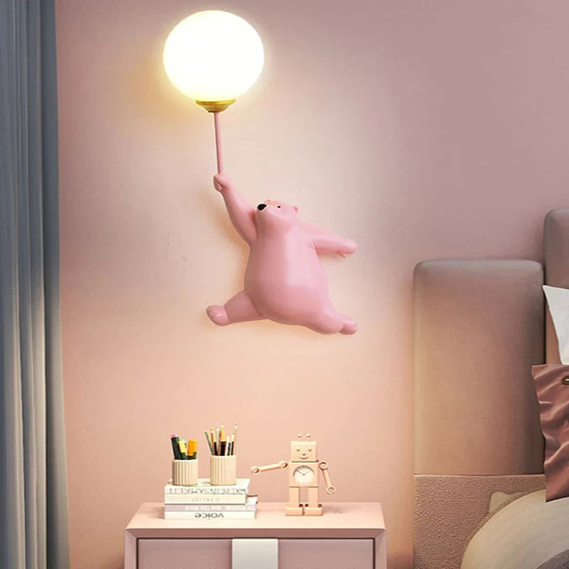 BearGlow – Playful Bear Wall Lamp with Charming Globe Light