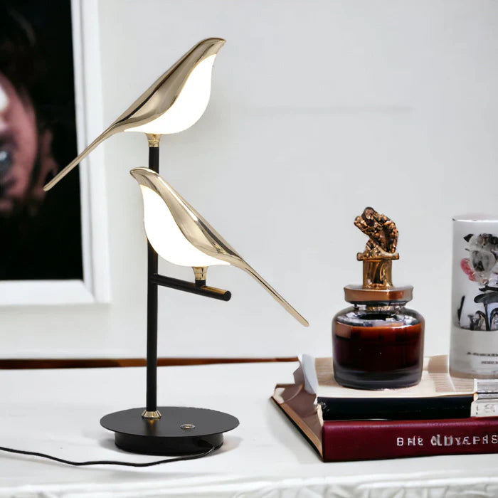 MisterBird - Elegant Post-Modern LED Desk Lamp with Galvanized Golden Bird Design