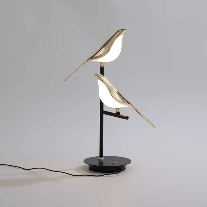 MisterBird - Elegant Post-Modern LED Desk Lamp with Galvanized Golden Bird Design