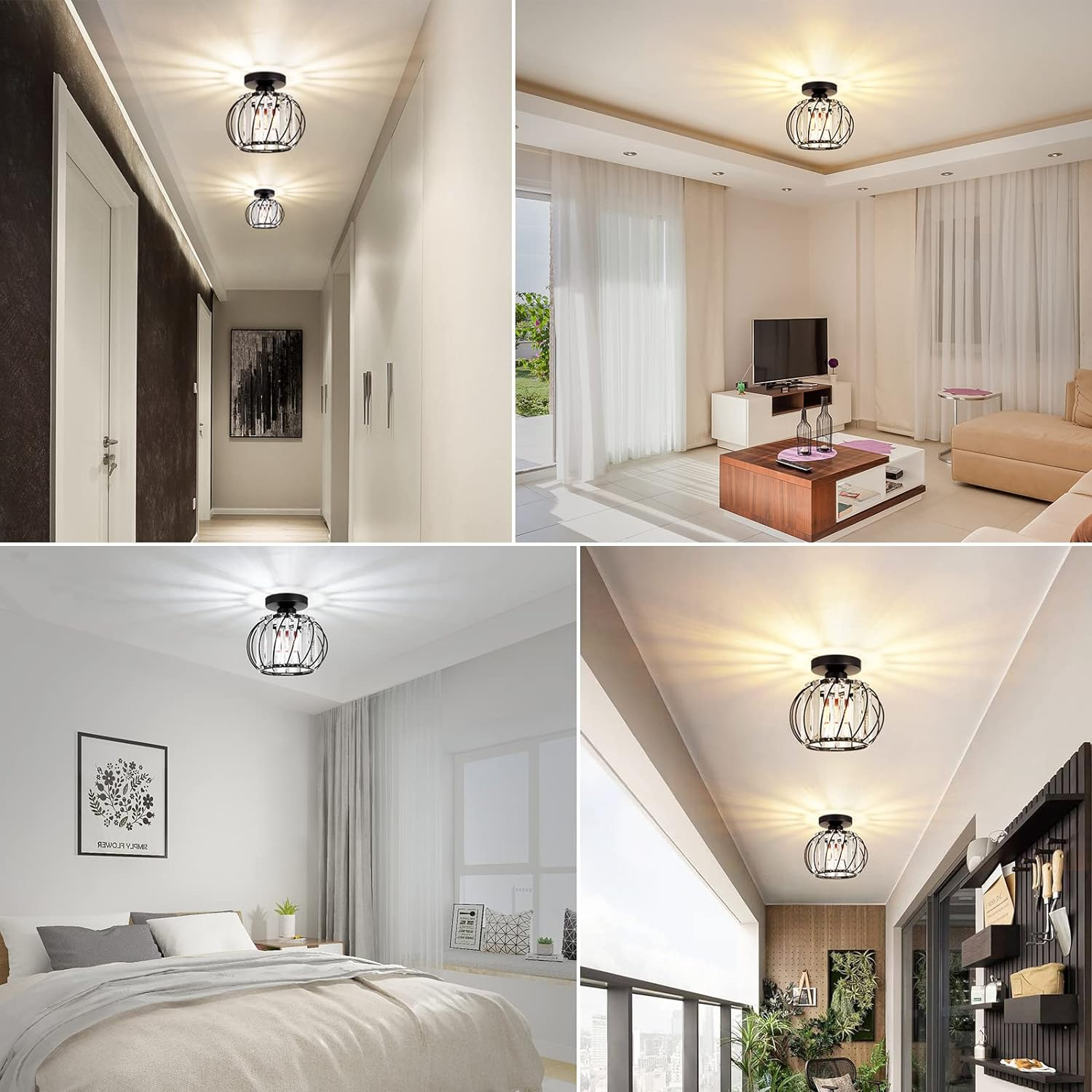 CrystalGlow - Elegant Crystal Flush Mount Ceiling Light with Modern Luxury Illumination