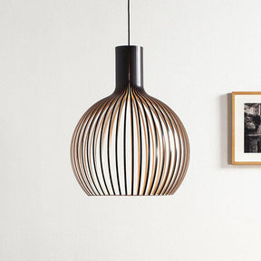 LumiWeave – Artistic Globe Pendant Light with Intricate Open-Slat Design