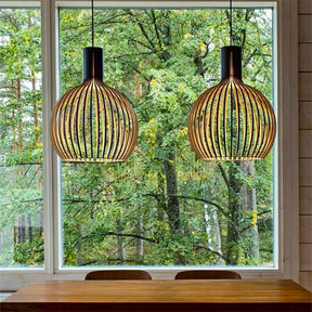 LumiWeave – Artistic Globe Pendant Light with Intricate Open-Slat Design