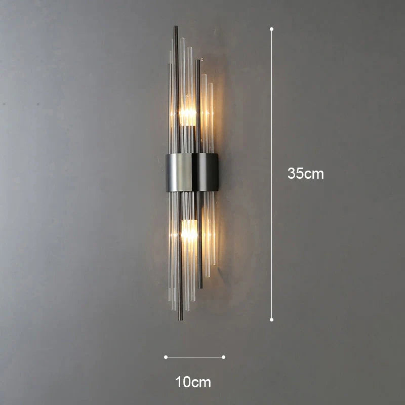 VeraGlow – Elegant Vertical Glass Rod Wall Lamp for Chic Interiors