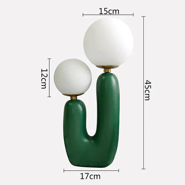 GlowCactus - Modern Table Lamp with Dual Frosted Glass Spheres and LED Lighting