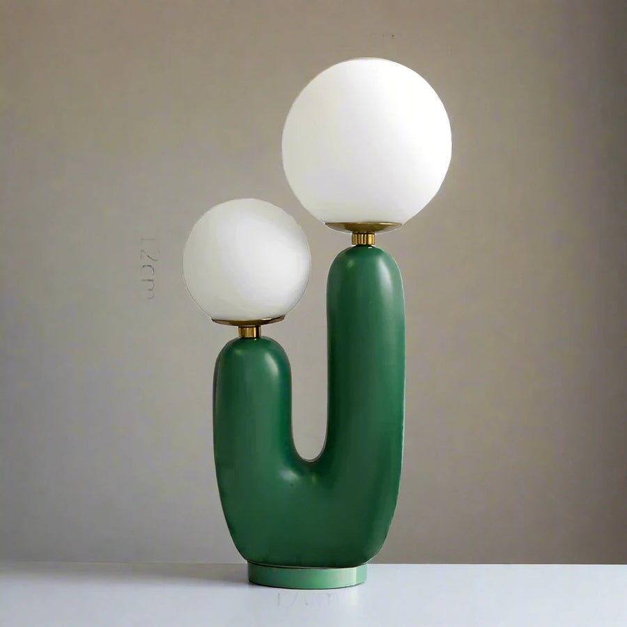 GlowCactus - Modern Table Lamp with Dual Frosted Glass Spheres and LED Lighting