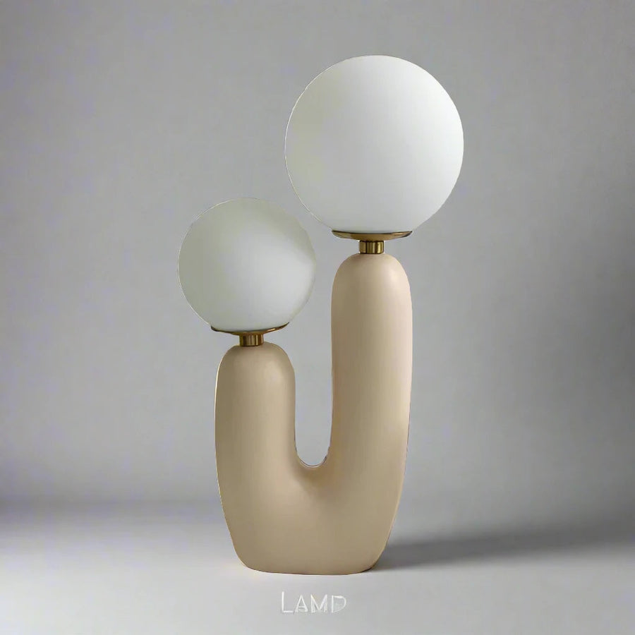 GlowCactus - Modern Table Lamp with Dual Frosted Glass Spheres and LED Lighting