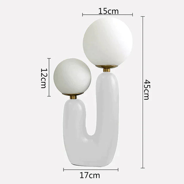 GlowCactus - Modern Table Lamp with Dual Frosted Glass Spheres and LED Lighting