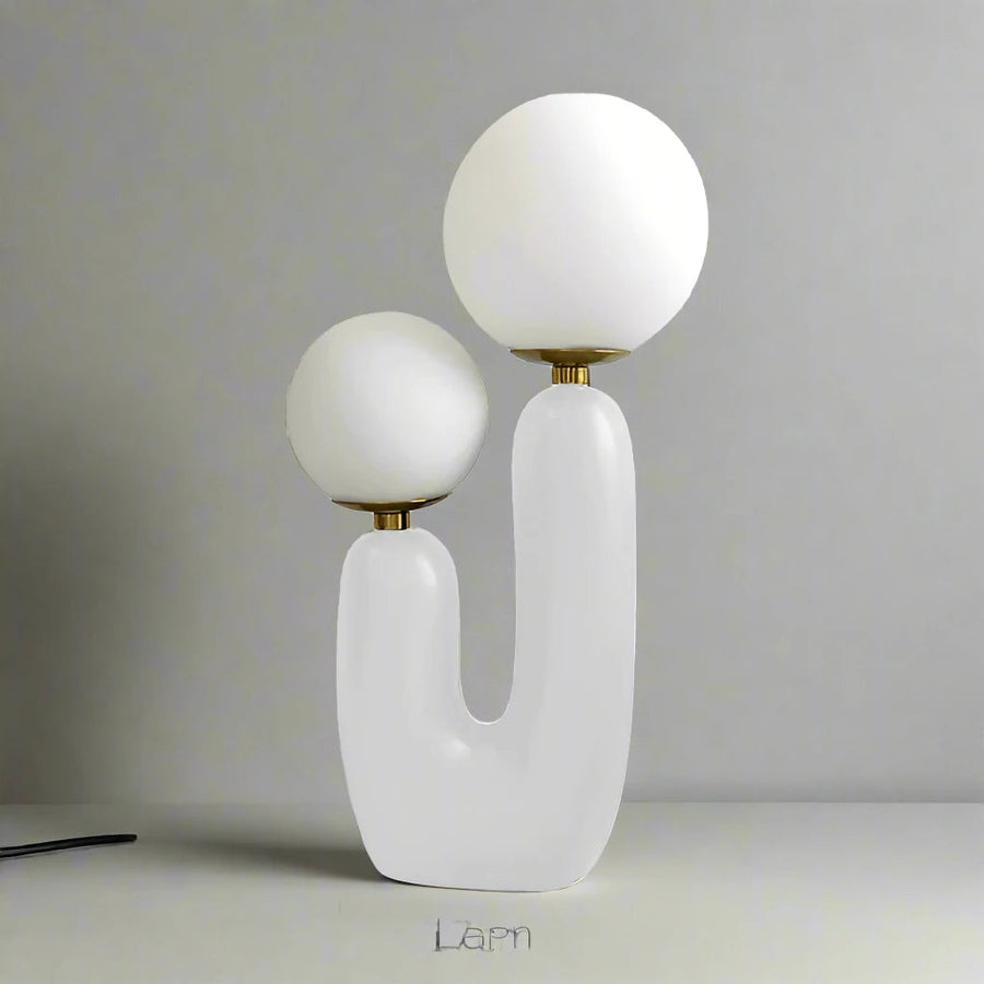 GlowCactus - Modern Table Lamp with Dual Frosted Glass Spheres and LED Lighting