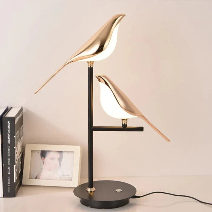 MisterBird - Elegant Post-Modern LED Desk Lamp with Galvanized Golden Bird Design