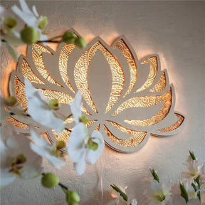 AuraBloom – Modern Lotus Flower Mandala LED Wall Light