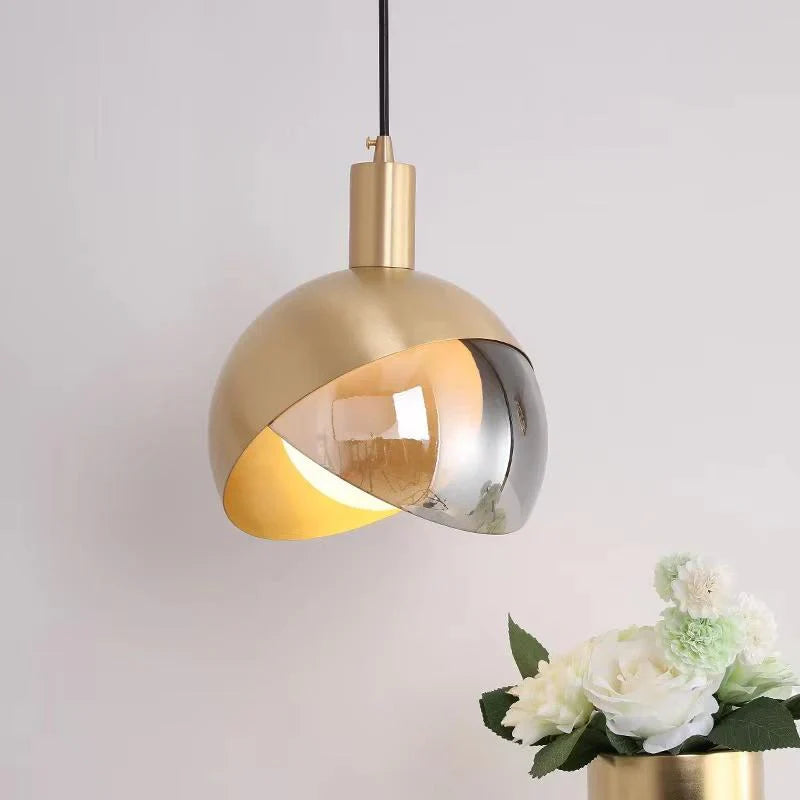 LuxeAura – Elegant Gold Glass Pendant for Modern Spaces