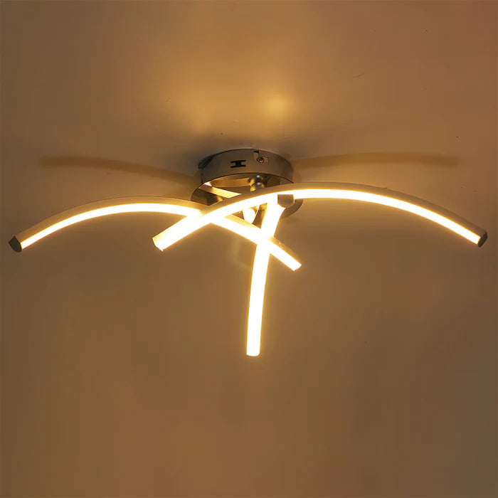 ArcGlow - Modern trident arc ceiling light with LED illumination for bedrooms