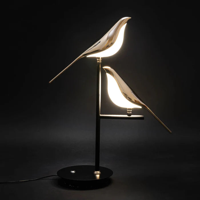 MisterBird - Elegant Post-Modern LED Desk Lamp with Galvanized Golden Bird Design