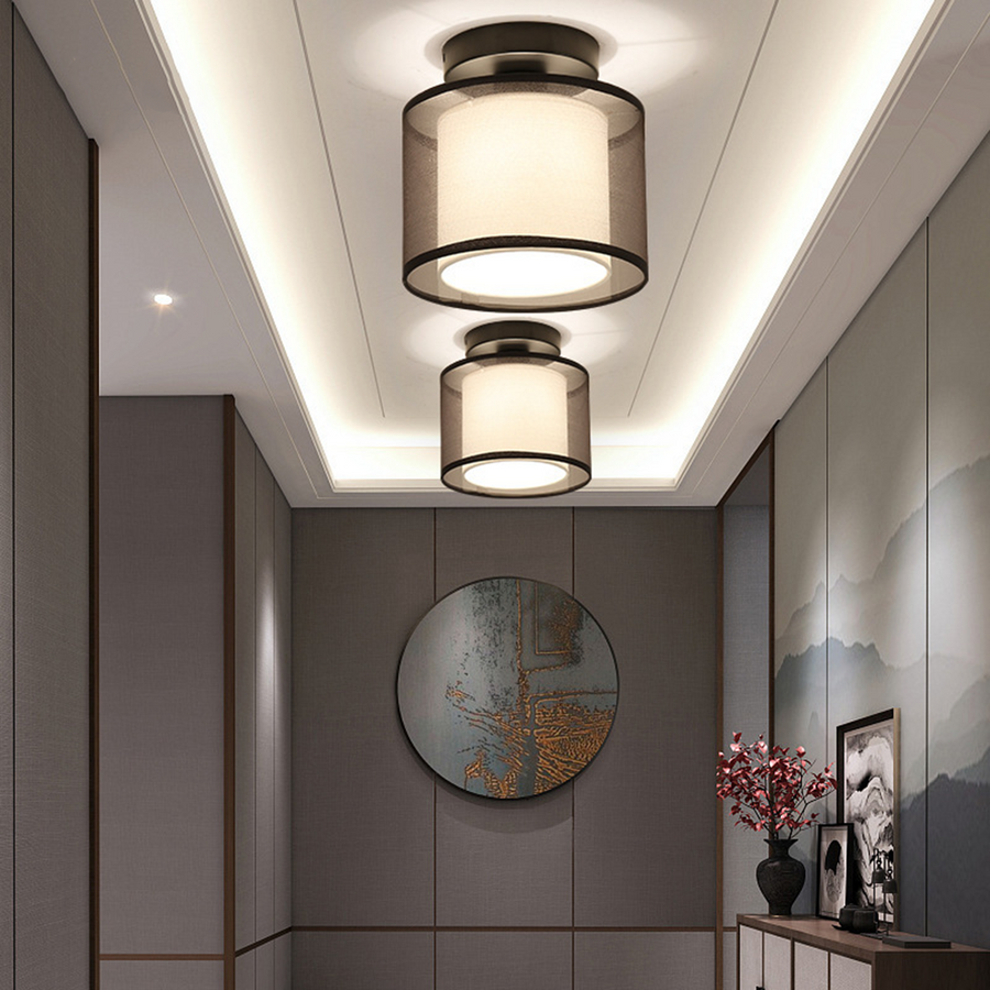 LumeVintage - Retro Flush Mount Ceiling Light with Classic Drum Shade for Living Room