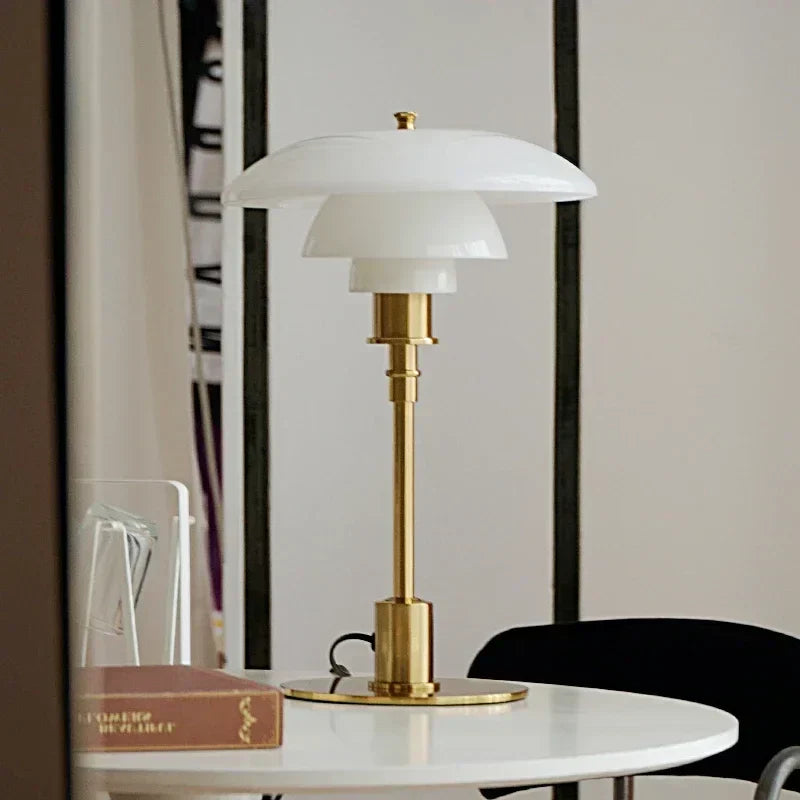 ChicGlow - Elegant Table Lamp with Multi-Layered Shade and Adjustable Height