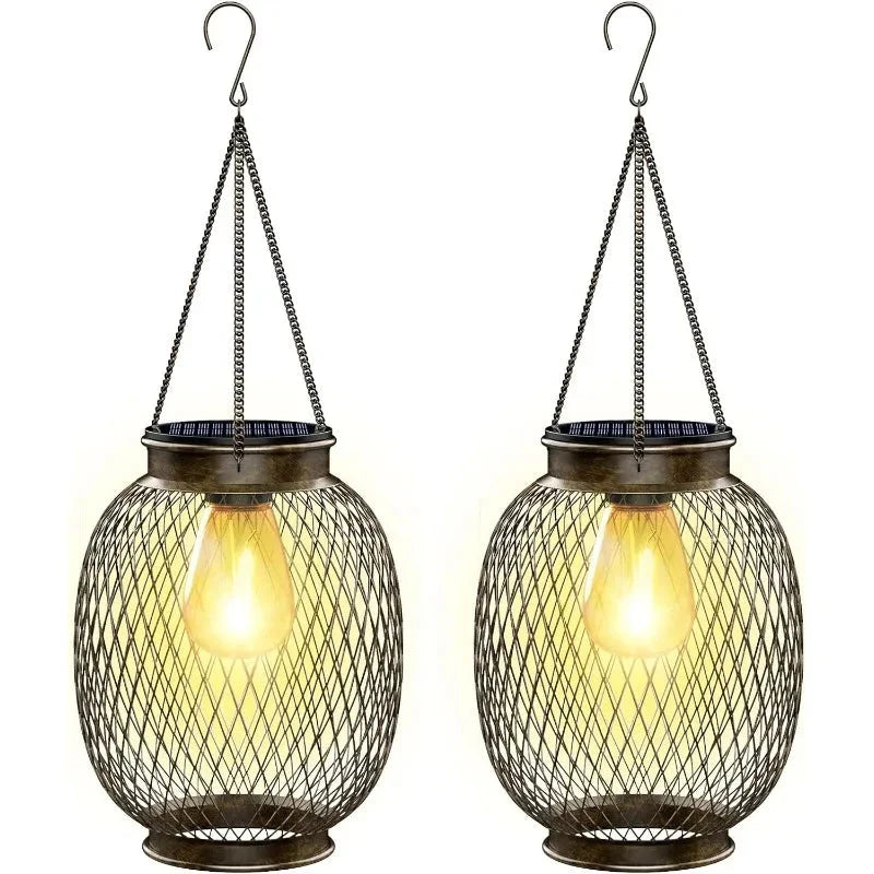 GlowLuxe - Solar Hanging Lanterns for Elegant Outdoor Lighting