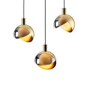 LuxeAura – Elegant Gold Glass Pendant for Modern Spaces