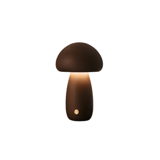 MushroomGlow – Rechargeable Wooden Table Lamp with Touch LED Light