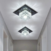 LuxeGlow - Modern square ceiling light with sparkling crystal accents