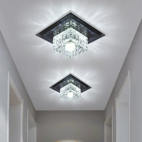 LuxeGlow - Modern square ceiling light with sparkling crystal accents