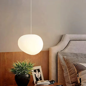 LumiPebble – Elegant Pebble-Shaped Pendant Light with Frosted Glass Shade