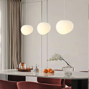 LumiPebble – Elegant Pebble-Shaped Pendant Light with Frosted Glass Shade